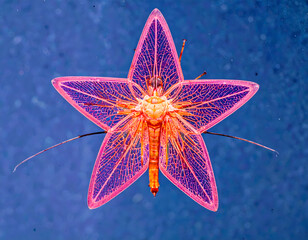 Beautiful Pink Insect with Star Shape and Intricate Patterns
