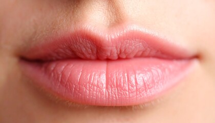 Obraz premium Close-up of soft, pink lips