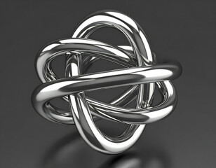 Intricate Metallic Knot Design with Shiny Surface and Smooth Curves