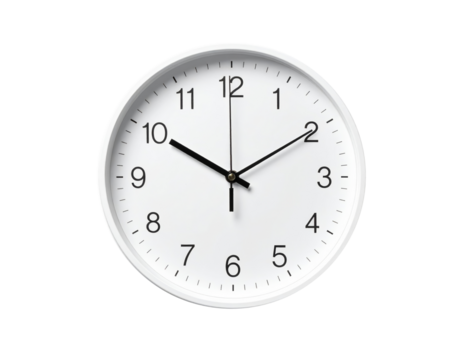 Wall clock isolated on transparent background.