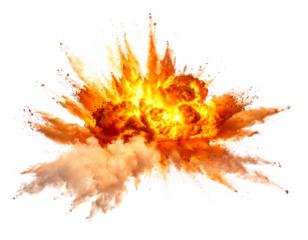 Fiery explosion  isolated on transparent background..