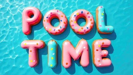"Pool Time" Typography Made with Inflatable Pool Toys