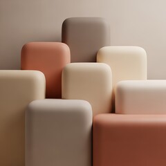 Fototapeta premium Minimalist abstract composition of soft rounded cubes.