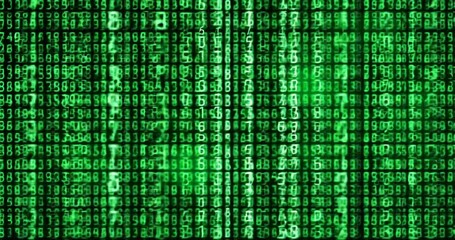 Digital Matrix Display of Green Numeric Data Streams