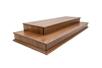 Two tier wooden display stand isolated on transparent background