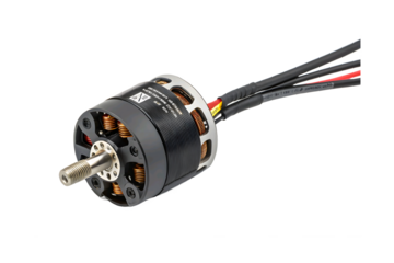 Brushless dc electric motor with wires and screws isolated on transparent background