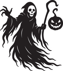 Spooky halloween ghosts silhouettes with a mysterious and eerie atmosphere for festive decorations