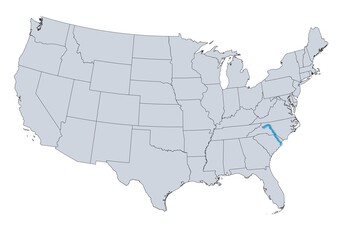 Pee Dee River Map, USA