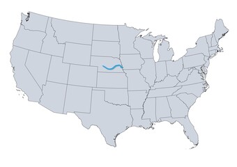 Platte River Map, USA