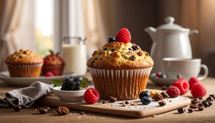 A delicious muffin with berries
