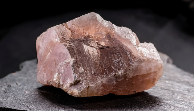 Sample Of Rough Kunzite Mineral On Black Granite