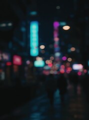 Blurry Neon Cityscape at Night.