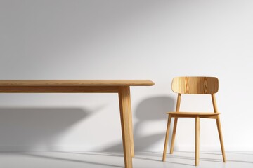 Minimalist Scandinavian Dining Set with Soft Natural Light and Shadow Play.