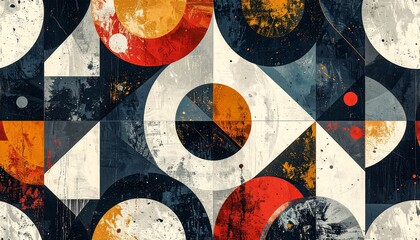 Abstract geometric pattern with circles and triangles