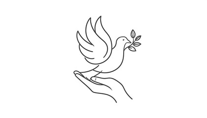 A dove in a hand, simple line art