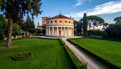 Fototapeta premium Picturesque garden with round building