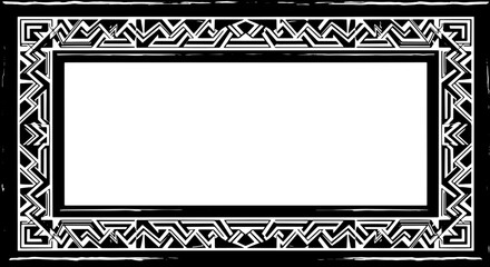 Obraz premium Elegant black and white geometric border frames artwork or photos with modern art deco style silhouette and cutout removed background