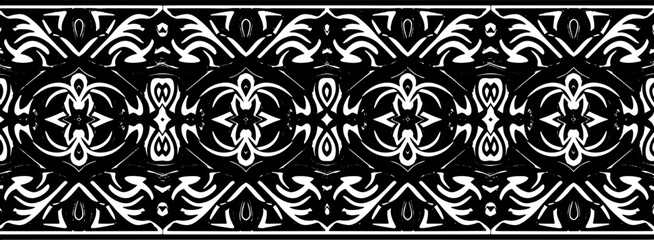 Stunning black and white ornamental pattern with intricate symmetrical design elements silhouette and cutout removed background