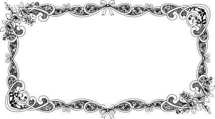 Elegant floral border with delicate lace and bows, perfect for invitations and decorative designs silhouette and cutout removed background