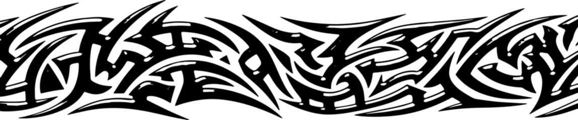 Bold tribal border design with sharp edges and glossy black finish silhouette and cutout removed background