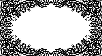 Elegant vintage floral border design with intricate scrollwork and botanical elements silhouette and cutout removed background