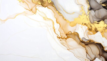 Abstract fluid art with gold and grey tones