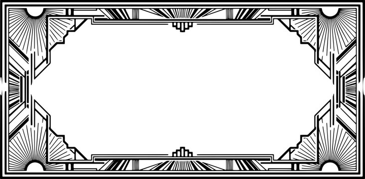 Elegant Art Deco frame for premium events and stylish invitations, perfect for vintage themes and sophisticated designs silhouette and cutout removed background