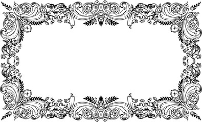 Elegant vintage ornate floral frame design element perfect for invitations certificates and borders silhouette and cutout removed background