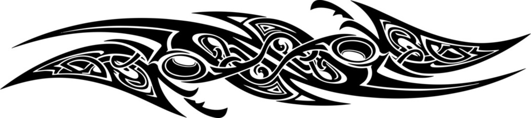 Dynamic tribal tattoo design evokes strength and bold artistic expression for body art enthusiasts silhouette and cutout removed background