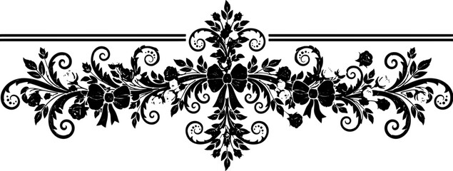 Elegant floral border with roses and bows adds timeless charm to invitations, stationery, and decorative projects. silhouette and cutout removed background