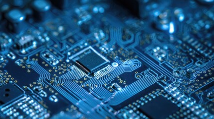 Futuristic Blue Electronic Circuit Technology Background