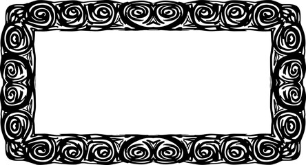 Elegant black ornate frame design with vintage scrollwork adds decorative flair to any project silhouette and cutout removed background