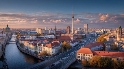 Obraz premium Elevated Panorama Showcasing Berlin Cityscape