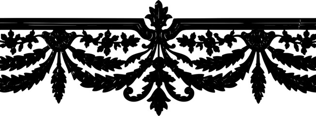 Elegant black ornate scrollwork with vibrant red roses adds luxurious detail to designs silhouette and cutout removed background