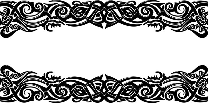 Elegant black ornamental border design with intricate celtic knotwork for premium applications silhouette and cutout removed background