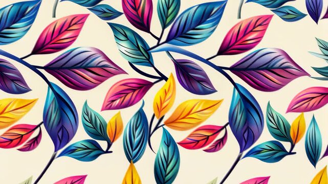 Vibrant Leaf Patterns: A vivid tapestry of intricate leaf patterns bursts with a spectrum of brilliant colors, offering an exquisite visual experience.