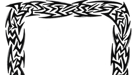 Bold tribal border design with abstract black ink strokes, perfect for edgy invitations or modern art projects.