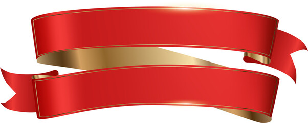 Red Ribbon Banner Isolated Decoration PNG Template for Label, Badge, Sale, and Promotion 