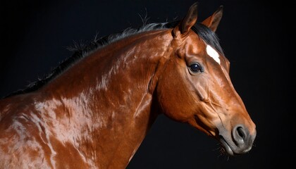Close-up profile of a brown horse