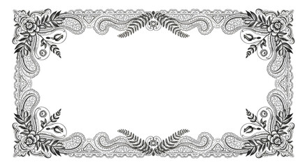 Elegant vintage floral border design with intricate paisley details for invitations and decorative projects