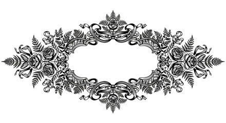 Elegant vintage floral frame with roses and ferns, perfect for invitations and decorative designs