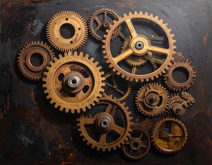 Interlocking Rusty Gears - A Study in Industrial Aesthetics.