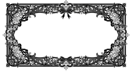 Elegant vintage floral border design with ornate scrolling and delicate rose accents