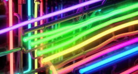 Colorful neon lights abstract art.
