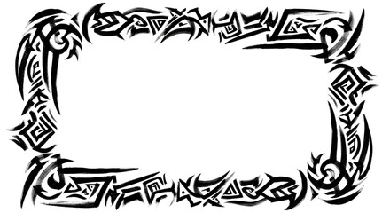 Bold abstract tribal frame with unique artistic flair for edgy designs and creative projects, a stunning border