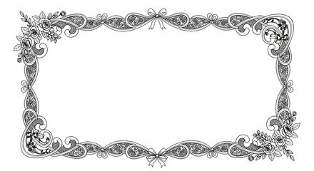 Elegant floral border with delicate lace and bows, perfect for invitations and decorative designs