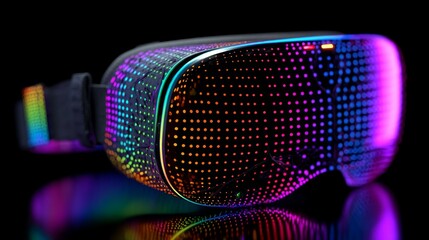 Colorful High-Tech VR Headset with Vibrant LED Light Patterns and Modern Design