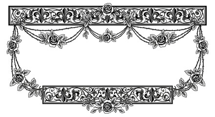Elegant vintage floral frame with roses and fleur de lis for invitations and announcements © Spacler