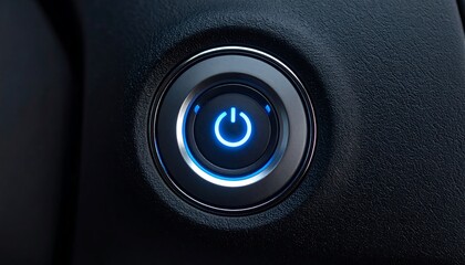 Close-up of a glowing power button