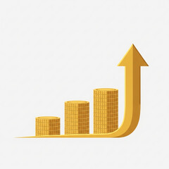 Stacked Coins with Rising Arrow Symbolizing Financial Growth